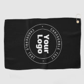 ロゴと編集可能な文字テンプレート | ブラック&ホワイト ゴルフタオル (横)