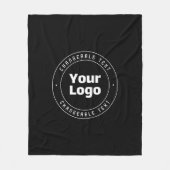 ロゴと編集可能な文字テンプレート | ブラック&ホワイト フリースブランケット (正面)