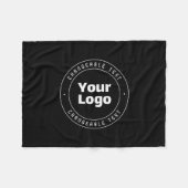 ロゴと編集可能な文字テンプレート | ブラック&ホワイト フリースブランケット (正面(横))