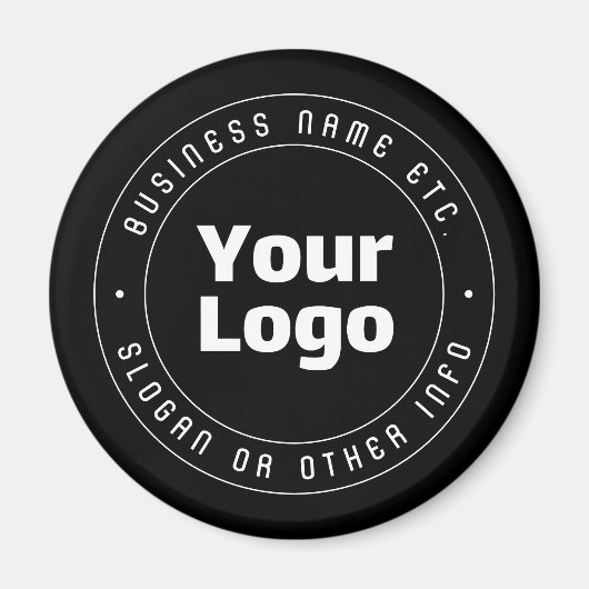 ロゴと編集可能な文字テンプレート | ブラック&ホワイト マグネット (正面)