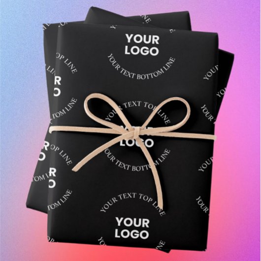 ロゴと編集可能な文字パターンを置き換える簡単 ラッピングペーパーシート