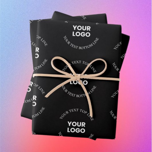 ロゴと編集可能な文字パターンを置き換える簡単 ラッピングペーパーシート