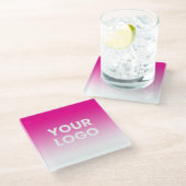 ロゴと編集可能な背景色グラデーション ガラスコースター (アングル)