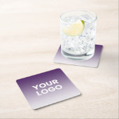 ロゴと編集可能な背景色グラデーション スクエアペーパーコースター (インサイチュ)