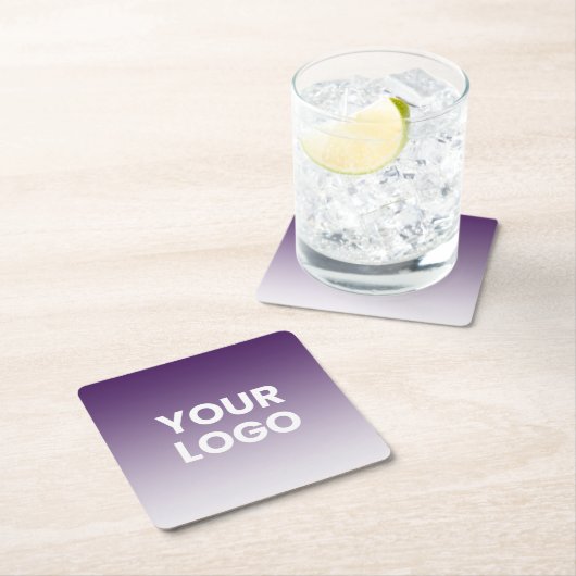 ロゴと編集可能な背景色グラデーション スクエアペーパーコースター (インサイチュ)