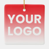ロゴと編集可能な背景色グラデーション セラミックオーナメント (裏面)