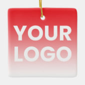 ロゴと編集可能な背景色グラデーション セラミックオーナメント (正面)