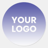 ロゴと編集可能な背景色グラデーション ラウンドシール (正面)