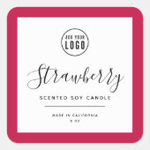 ロゴと編集可能な色の製品ラベルを追加する スクエアシール (正面)