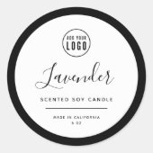 ロゴと編集可能な色の製品ラベルを追加する ラウンドシール (正面)