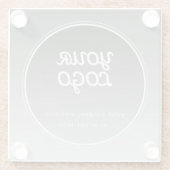 ロゴと編集可能文字 |濃い灰色のグラデーション ガラスコースター (裏面)