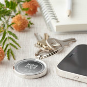 ロゴと編集可能文字 |濃い灰色のグラデーション キーホルダー (側面)