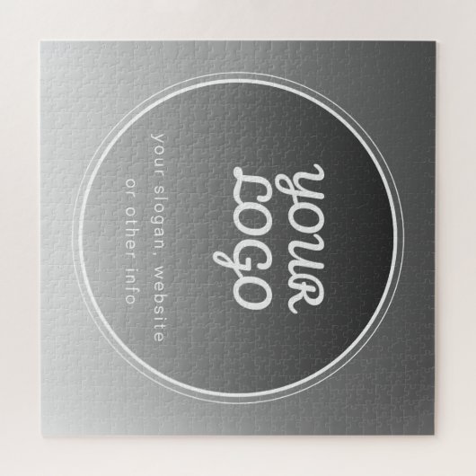 ロゴと編集可能文字 |濃い灰色のグラデーション ジグソーパズル (横)