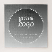 ロゴと編集可能文字 |濃い灰色のグラデーション ジグソーパズル (縦)