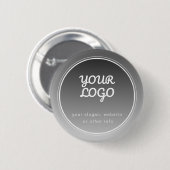 ロゴと編集可能文字 |濃い灰色のグラデーション 缶バッジ (正面&裏面)