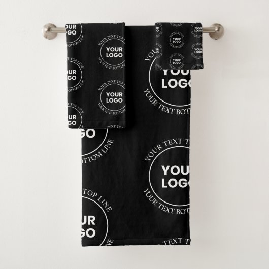 ロゴと編集可能文字 |繰り返しパターン バスタオルセット (インサイチュ)