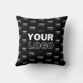 ロゴと背景の繰り返しロゴ |黒 クッション (裏面)