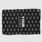 ロゴと背景の繰り返しロゴ |黒 ゴルフタオル (横)