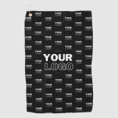 ロゴと背景の繰り返しロゴ |黒 ゴルフタオル (正面)