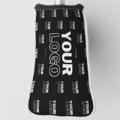 ロゴと背景の繰り返しロゴ |黒 ゴルフヘッドカバー (回転90)