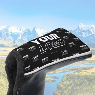 ロゴと背景の繰り返しロゴ  黒 ゴルフヘッドカバー