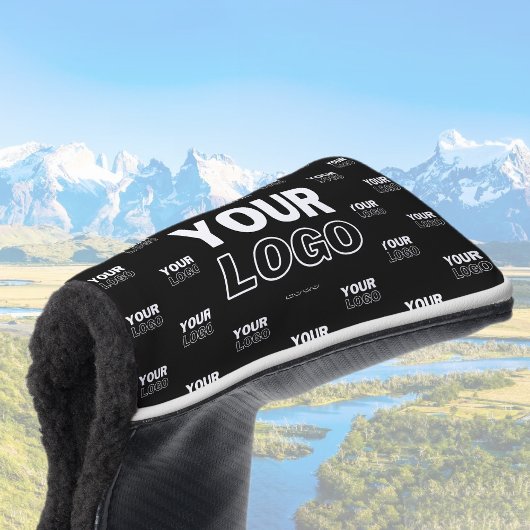 ロゴと背景の繰り返しロゴ |黒 ゴルフヘッドカバー