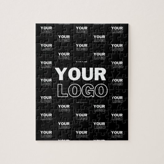 ロゴと背景の繰り返しロゴ |黒 ジグソーパズル (縦)