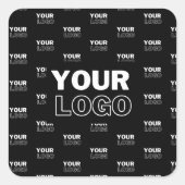 ロゴと背景の繰り返しロゴ |黒 スクエアシール (正面)