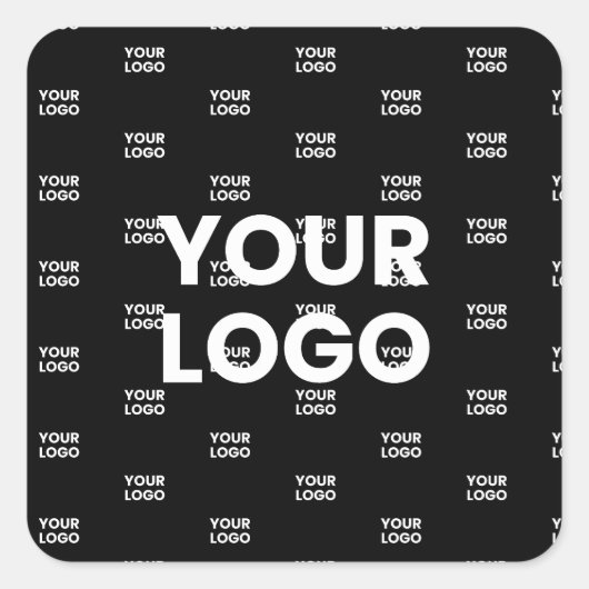 ロゴと背景の繰り返しロゴ |黒 スクエアシール (正面)