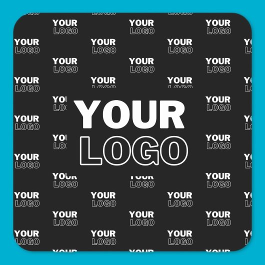 ロゴと背景の繰り返しロゴ |黒 スクエアシール