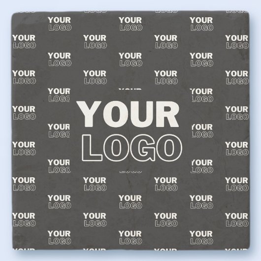 ロゴと背景の繰り返しロゴ |黒 ストーンコースター