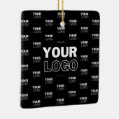 ロゴと背景の繰り返しロゴ |黒 セラミックオーナメント (右)