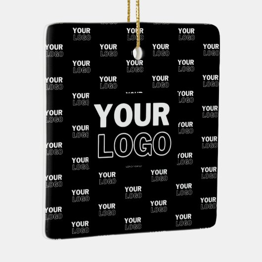 ロゴと背景の繰り返しロゴ |黒 セラミックオーナメント (右)