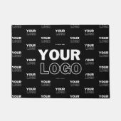 ロゴと背景の繰り返しロゴ |黒 ドアマット (正面)