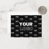 ロゴと背景の繰り返しロゴ |黒 ノートカード (正面/裏面インサイチュ)