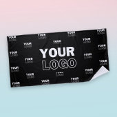 ロゴと背景の繰り返しロゴ |黒 ビーチタオル