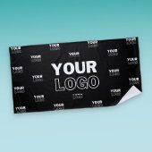 ロゴと背景の繰り返しロゴ |黒 ビーチタオル