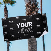 ロゴと背景の繰り返しロゴ |黒 ビーチタオル