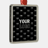 ロゴと背景の繰り返しロゴ |黒 メタルオーナメント (右)