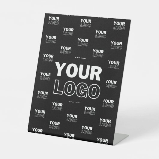 ロゴと背景の繰り返しロゴ |黒 台座サイン (正面)