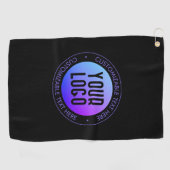 ロゴと青モダンと紫のグラデーシグラデーションョン ゴルフタオル (横)