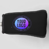 ロゴと青モダンと紫のグラデーシグラデーションョン ゴルフヘッドカバー (正面)