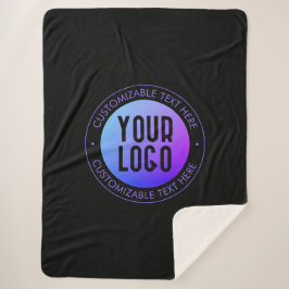 ロゴと青モダンと紫のグラデーシグラデーションョン シェルパブランケット