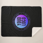 ロゴと青モダンと紫のグラデーシグラデーションョン シェルパブランケット (正面(横))