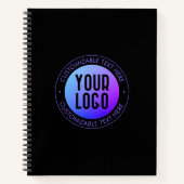 ロゴと青モダンと紫のグラデーシグラデーションョン ノートブック (正面)