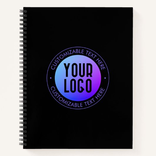 ロゴと青モダンと紫のグラデーシグラデーションョン ノートブック (正面)