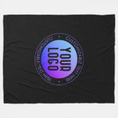 ロゴと青モダンと紫のグラデーシグラデーションョン フリースブランケット (正面(横))