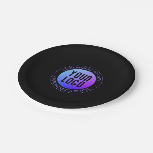 ロゴと青モダンと紫のグラデーシグラデーションョン ペーパープレート (アングル)