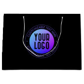 ロゴと青モダンと紫のグラデーシグラデーションョン ラージペーパーバッグ (正面)