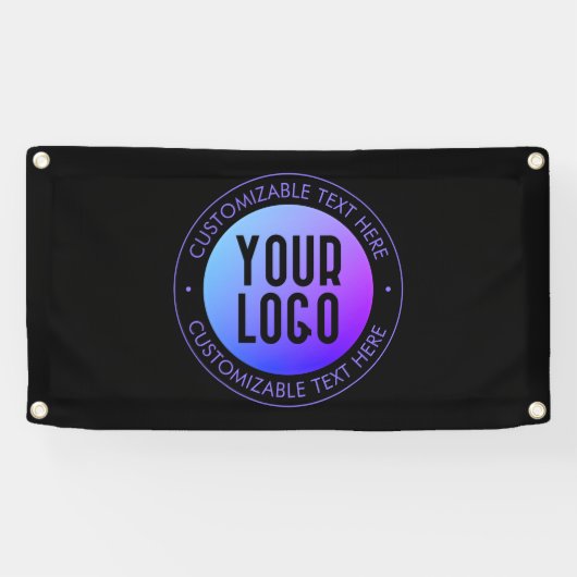ロゴと青モダンと紫のグラデーシグラデーションョン 横断幕 (横)